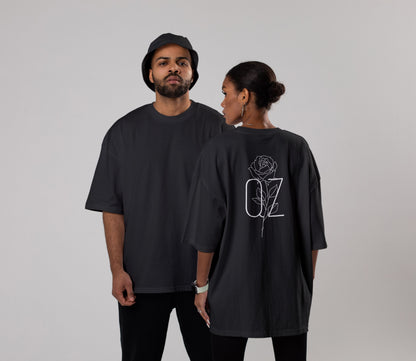 Oversize‑Unisex‑T‑Shirt „Rose“ – Schwarz